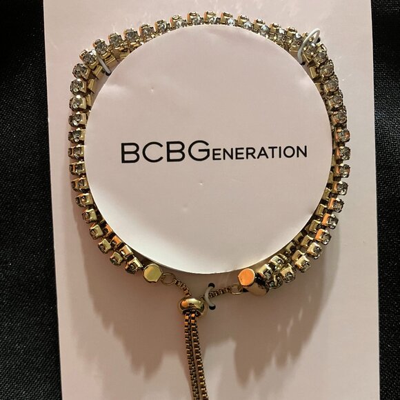 BCBGenertion Triple Strand Rhinestone Bracelet with Chain Closure - Picture 1 of 4